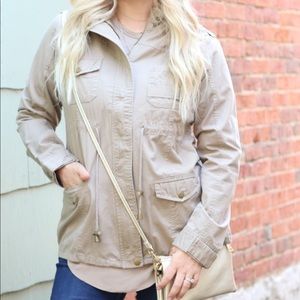 Military Anorak Jacket with Hood - Mocha